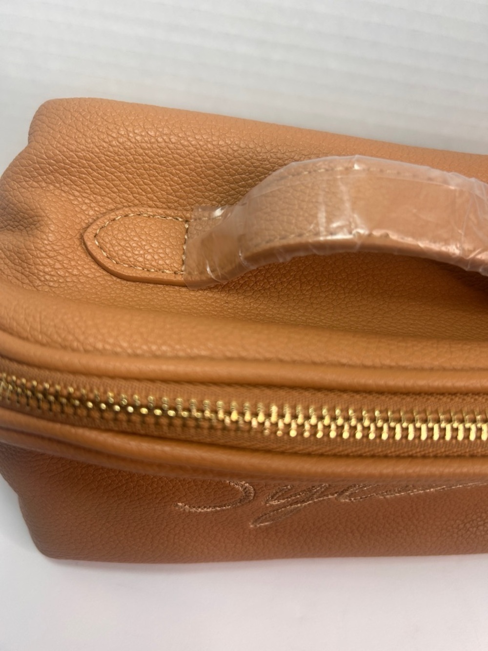 Sylune Classic Makeup Bag , Pebbled Faux Leather , Camel Brown - Picture 15 of 15